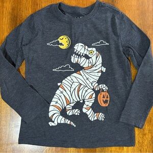 Kids Mummy T-Rex Long Sleeve Tee | Charcoal Gray | Size 6